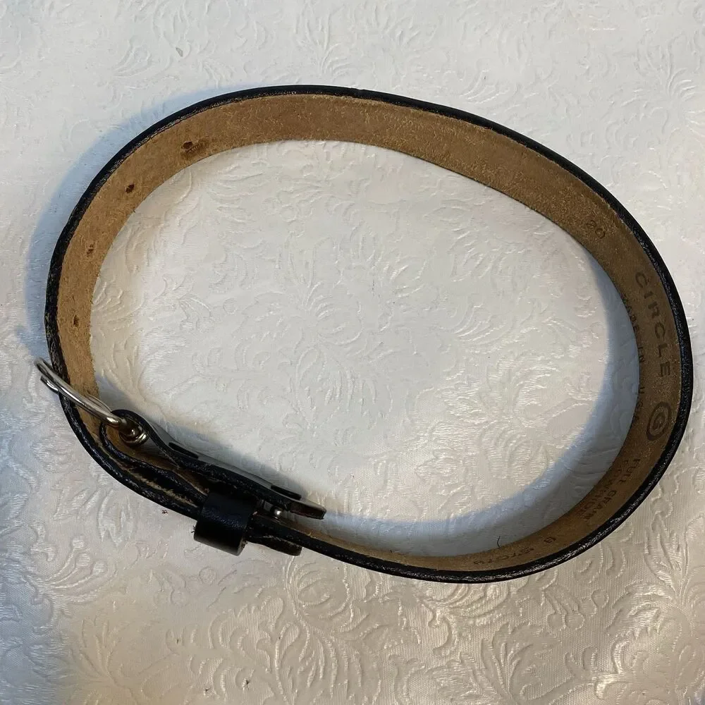 Circle G Hand Tooled Black Leather Dog Collar 20